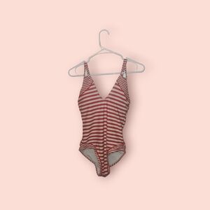 Kona Sol One Piece Open Back Striped Swimming Suit
